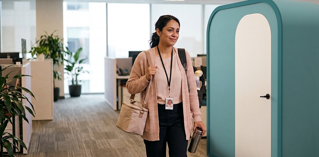 Cabina de lactancia para empresas instalada sin obra en una oficina en México
